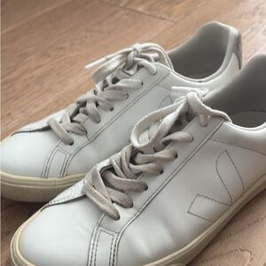 Veja White Leather Sneaker with Cream Laces